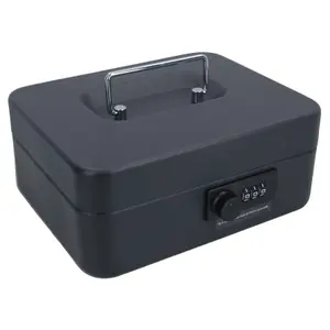 Combination Petty Cash Box Money Coin Tin Deposit Security Safe Organiser Black