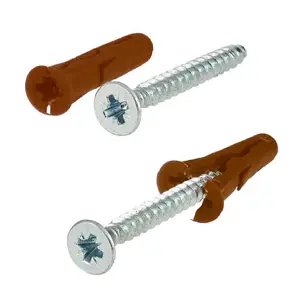 Rawl Plug Multi Purpose Brown 7mm Wall Plugs & Screws / 450 Plugs & 450 Screws