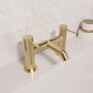 Nes Home Modern Brushed Brass Designer Deck Mounted Bath Filler Tap