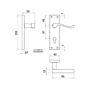 Z705 Budget Victorian Scroll Locking Door Handles, Matt Black - Handlestore