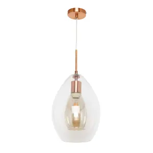 Inlight Batu Satin Copper effect LED Pendant ceiling light, (Dia)250mm