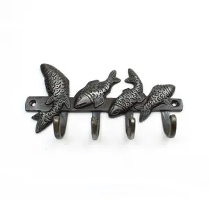 Oakcrafts - Antique Cast Iron Fish Design Hooks