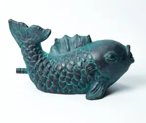 Primrose Blue Fish Pond Spitter Fountain Ornament Statue H10cm