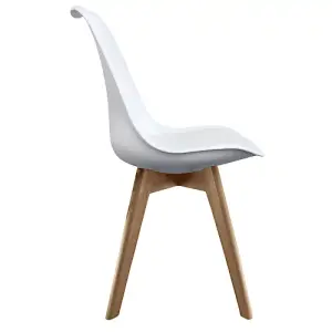 Soho White Plastic Dining Chair with Squared Light Wood Legs