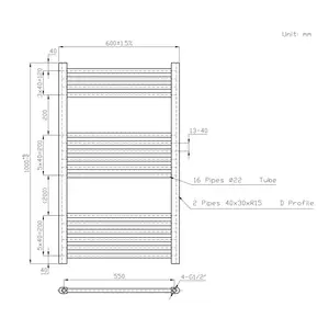 Wiest Straight Heated Towel Rail Radiator Bathroom Ladder Warmer White / 100cm H x 60cm W x 3cm D