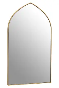 Interiors by Premier Arched Wall Mirror, Contemporary Antique Mirror, Versatile Lounge Mirrors, Compact Gold Finish Framed Mirror