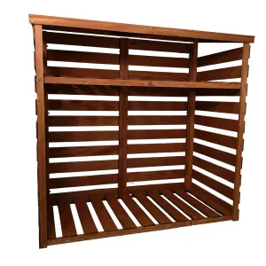 122cm x 122cm Large Wooden Outdoor Garden Patio Log Store Shed with Shelf