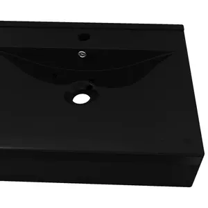 Ebern Designs Bralon 6000mm L x 4600mm W Ceramic Rectangular Sink with Overflow Black