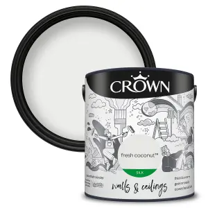 Crown Walls & Ceilings Silk Emulsion Paint Fresh Coconut - 2.5L