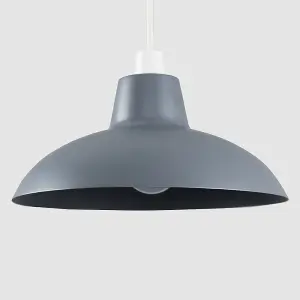 ValueLights Civic Retro Style Gloss Grey Metal Easy Fit Ceiling Pendant Light Shade