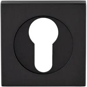 Square Euro Profile Escutcheon 52 x 52mm Concealed Fix Matt Black