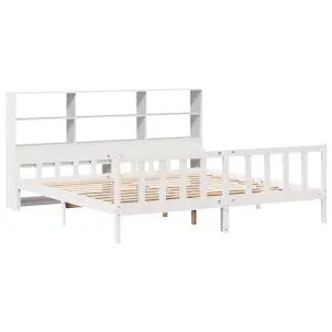 Berkfield Bookcase Bed without Mattress White 180x200 cm Super King Solid Wood Pine