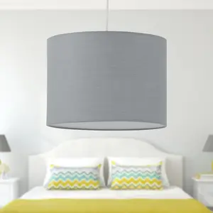 First Choice Lighting Grey Textured Cotton 25cm Pendant Lightshade