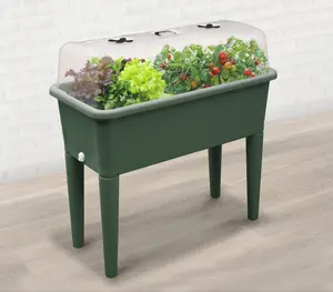 Garden Store Direct Raised Bed Grow Table XXL with Grow Lid & Self Watering System Dark Green