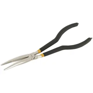 280mm Offset Needle Nose Pliers - Nickel-Ferrous Finish - Non-Slip Foam Grip