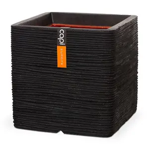 Capi Planter Nature Rib Square 50 x 50 cm Black