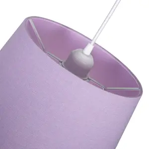 Traditional Linen Fabric Drum Shade for Pendant & Lampshade Lilac / 19cm H x 30cm W x 30cm D