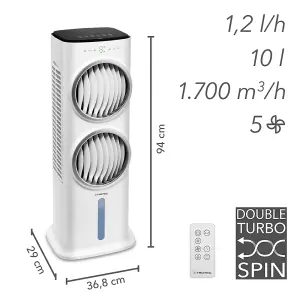 Trotec PAE 45 Portable Evaporative Air Cooler Fan 5 Speeds with Remote Control - White