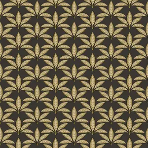 Galerie Into The Wild Metallic Black Leaf Motif Wallpaper Roll