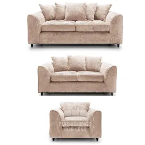 Monaco Chenille Fabric 3 Piece Sofa Set - 3 2 1  Beige