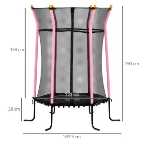 HOMCOM 5.4FT Kids Trampoline With Enclosure Indoor Outdoor for 3-10 Years Pink