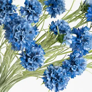 Blooming Artificial - 24-Pack of Faux Blue Cornflower Stems - Indoor Use