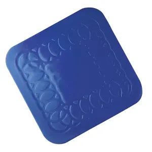 4 Pk Blue Silicone Rubber Anti Slip Table Coasters - 90 x 90mm - Dishwasher Safe