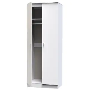 Yarmouth Ready assembled Modern White Tall Double Wardrobe (H)1960mm (W)740mm (D)520mm