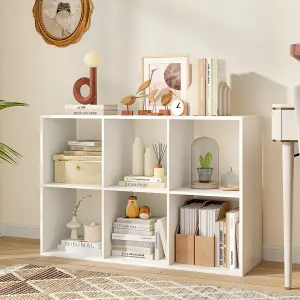 COSTWAY 6-Cube Bookshelf Modern Cubby Bookcase with Back Guardrail