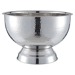 Buckingham Stainless Steel Champagne & Wine Cooler / Punch bowl 17.5 Litre / 40 cm , hammered effect