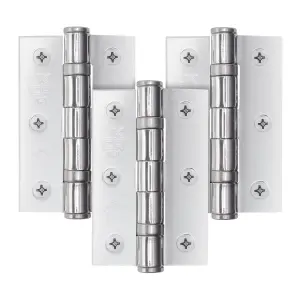 AFIT Polished Chrome Door Hinges - 3 Inch / 76mm  Internal Fire Door Hinges - 1.5 Pairs