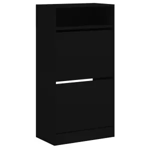 Berkfield Shoe Cabinet Black 60x34x116 cm Engineered Wood