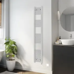 Rinse Bathrooms 800W Electric Heated Warming Towel Rail Bathroom Radiator Chrome - 1800x300mm