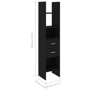 Berkfield Book Cabinet Black 40x35x180 cm Engineered Wood