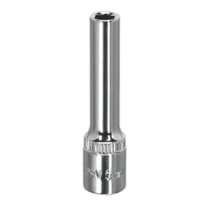 Sealey WallDrive Socket 5mm Deep 1/4" Square Drive Fully Polished Finish SP1405D