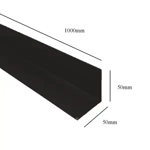 3 x Black 1 Metre UPVC Plastic Rigid Angle 50 x 50mm Corner Cover Trim 90 Degree