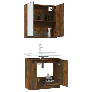 Berkfield 2 Piece Bathroom Cabinet Set Smoked Oak Engineered Wood