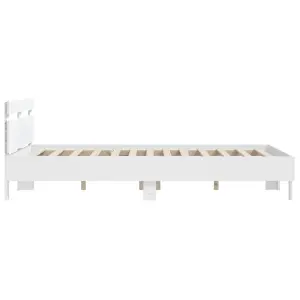 Berkfield Bed Frame with LED without Mattress White 140x190 cm