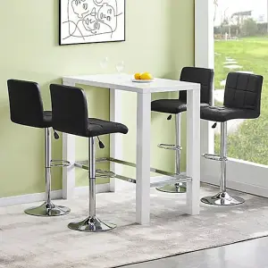 Jam Rectangular Glass White Bar Table 4 Coco Black Stools