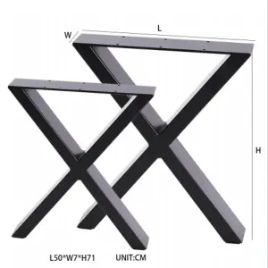 Industrial Home & Office Furniture Legs Black X Iron Table Legs,2PCS,H71 cm