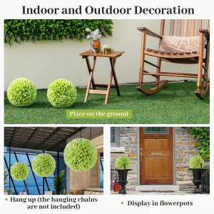 COSTWAY 2 PCS Artificial Plant Decoration Indoor Outdoor 28cm Decorative Balls