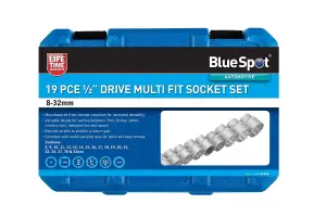 Blue Spot Tools - 19PCE Multi Fit  1/2" Drive Socket Set (8-32mm)