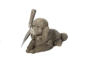 Stunning Stone Cast Laying Poodle Statue