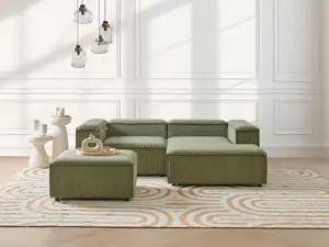 Left-Hand Corner Sofa with Ottoman ARDAL Green Corduroy Left Hand