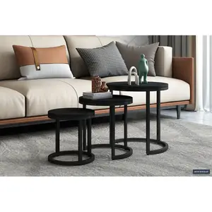 3 Piece Nest of Tables Mango Black