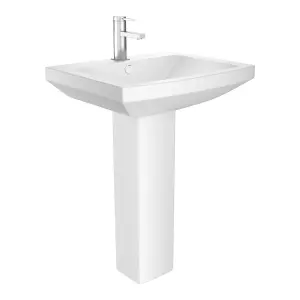 Fernando Square 1 Tap Hole Basin & Pedestal Bathroom Sink