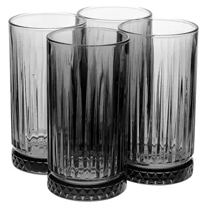 Queensway Home & Dining 450ml 8 Pcs Grey Coloured Tumblers Drinking Whiskey Glass Sets