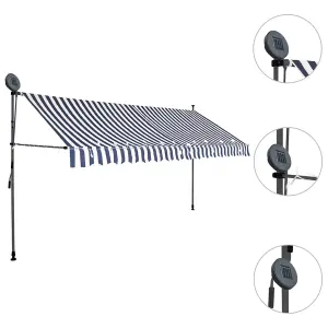 Berkfield Manual Retractable Awning with LED 350 cm Blue and White