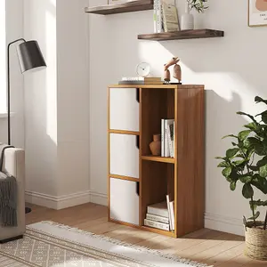 Wooden Storage Shelf Bookcase Cabinet,Freestanding Bookcase Rack Bookshelf