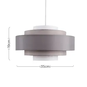 ValueLights Hampshire Pair of Modern 3 Tone Grey 5 Tier Cylinder Ceiling Pendant Light Shades